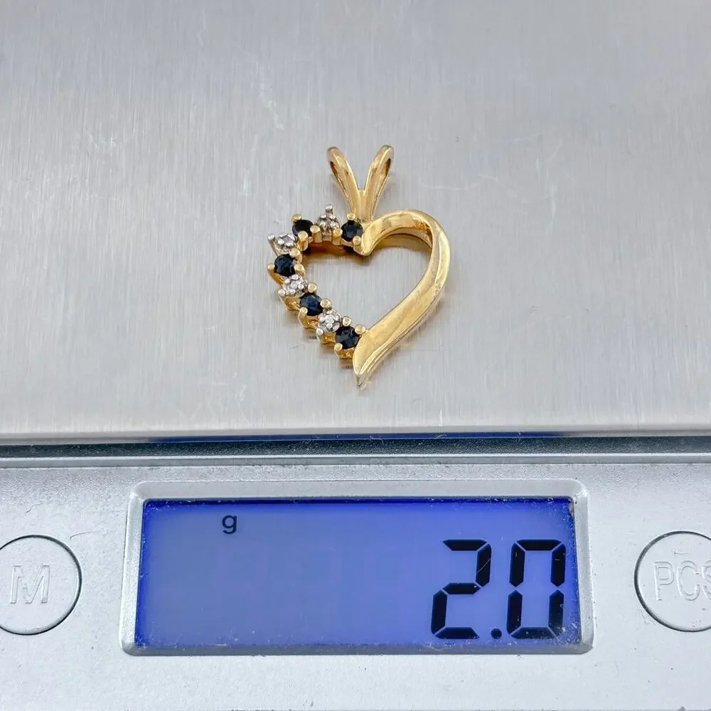 Vintage Ross Simons Gold-Tone Sterling Silver 925 Sapphire Heart Pendant